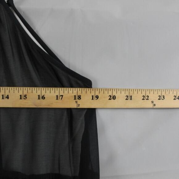 Alice Olivia Dress Medium Black Slip Sheer Lace Tiered Midi Party Coquette Chic - Picture 7 of 9